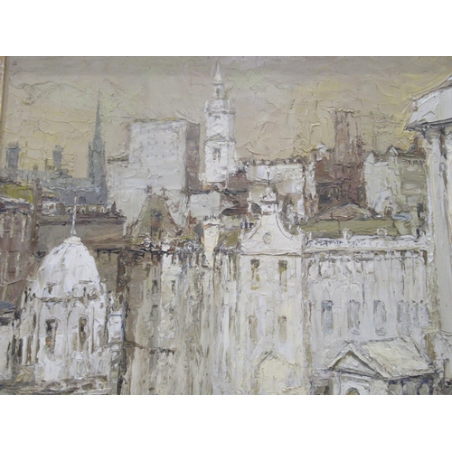 64 - Ronald Copping - a cityscape  oil on board  bears a signature & dated '62  24