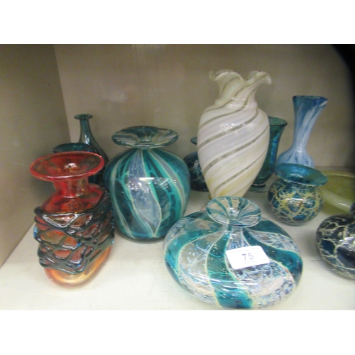 75 - Mdina and other Art Glass: to include paperweights and vases&nbsp; largest 8.5