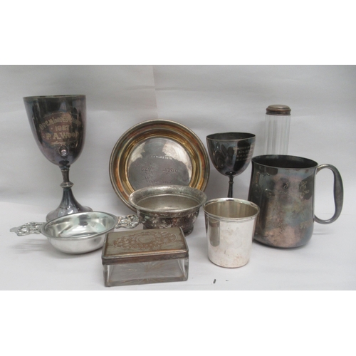 89 - Silver plate: to include a pair of late Victorian chambersticks  6