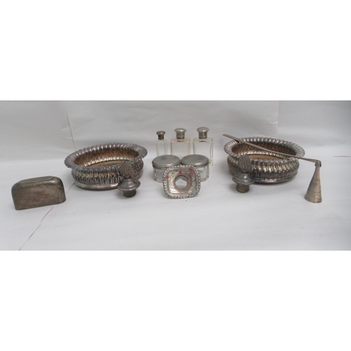 89 - Silver plate: to include a pair of late Victorian chambersticks  6