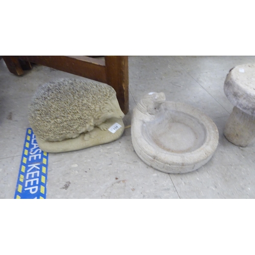 108 - Composition stone ornaments and similar: to include a hedgehog&nbsp; 6