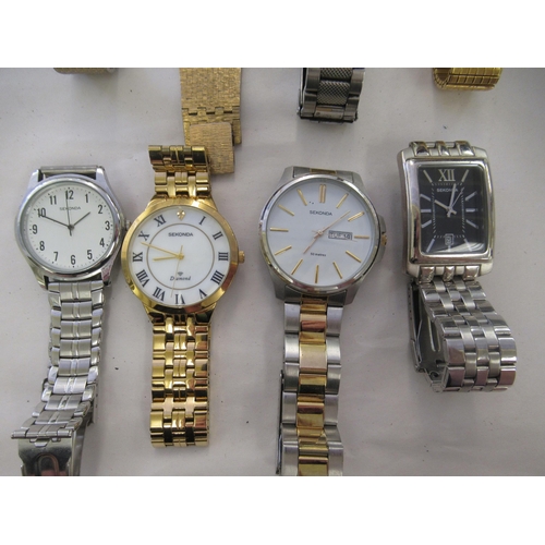 87 - Eight modern Sekonda wristwatches: to include a gold plated bracelet example, faced by an Arabic dia... 