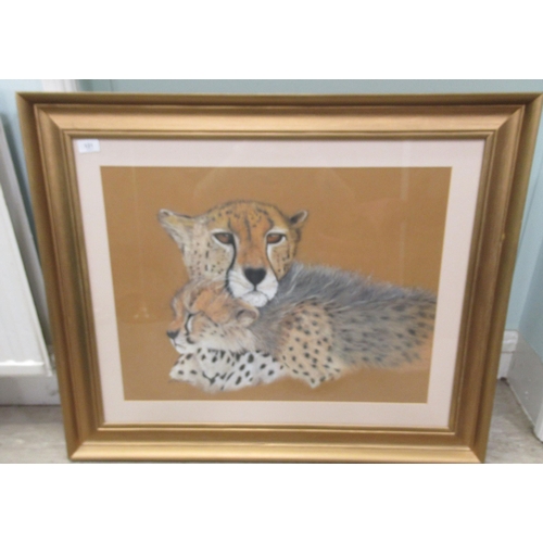 121 - L A Clarke - a cheetah and her cub&nbsp; pastel&nbsp; bears a signature&nbsp; 19