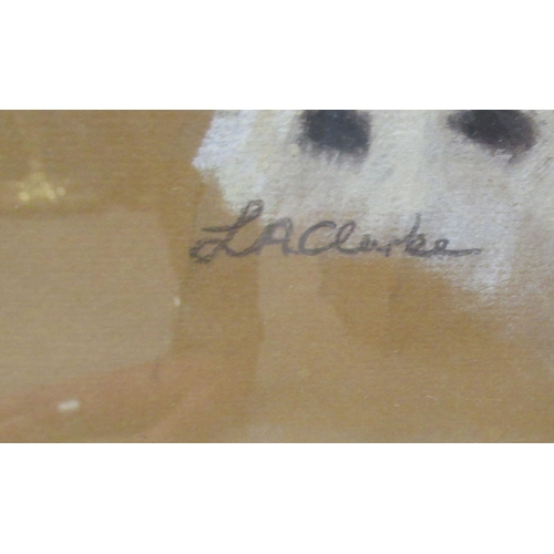 121 - L A Clarke - a cheetah and her cub&nbsp; pastel&nbsp; bears a signature&nbsp; 19