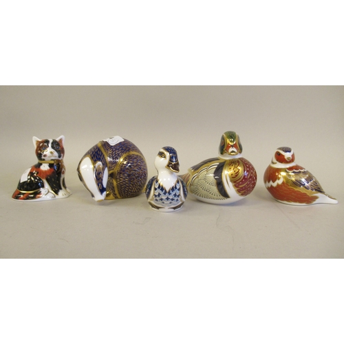 124 - Five Royal Crown Derby china paperweights: to include a badger&nbsp; 3