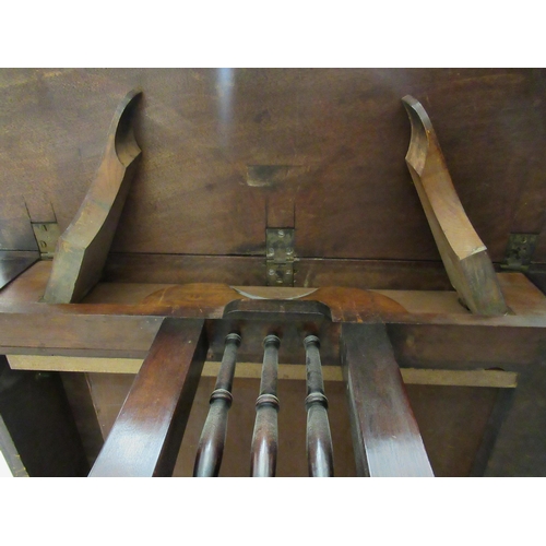 115 - A 19thC mahogany sofa table with ebony string inlaid decoration, the top having a reeded edge, over ... 