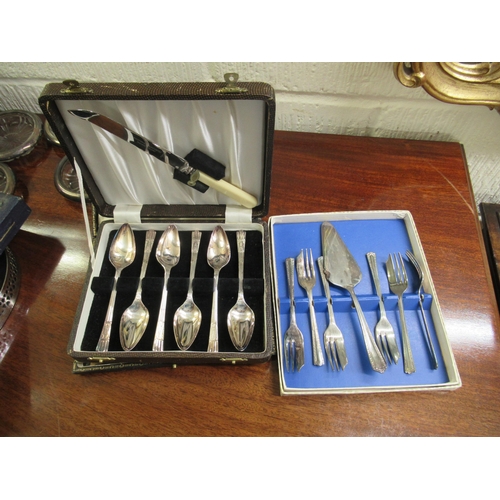 135 - Silver plated and stainless steel cutlery and flatware, in various patterns  some boxed