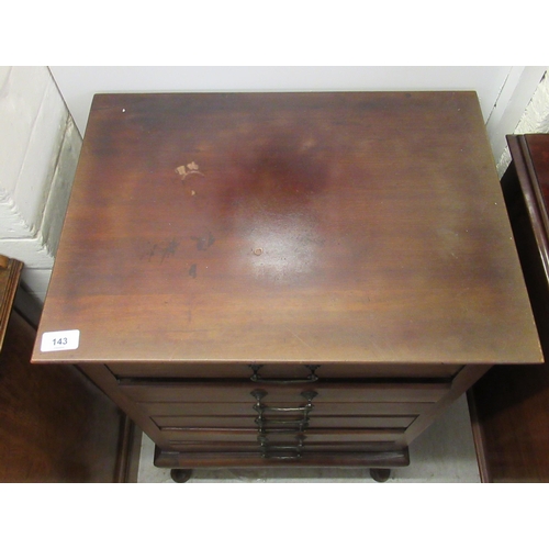 143 - A 1930s mahogany six drawer sheet music cabinet, raised on cabriole legs  34