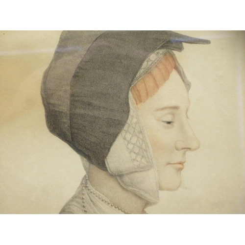 189 - After Hans Holbein and F Bartolozzi - 'The Lady Bankley'  tinted engraving published in 1795 wi... 