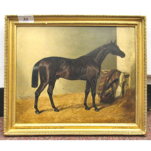 190 - JF Herring Snr - 'Charles XII' (winner of St. Leger 1839)  oil on panel  bears an inscription & ... 