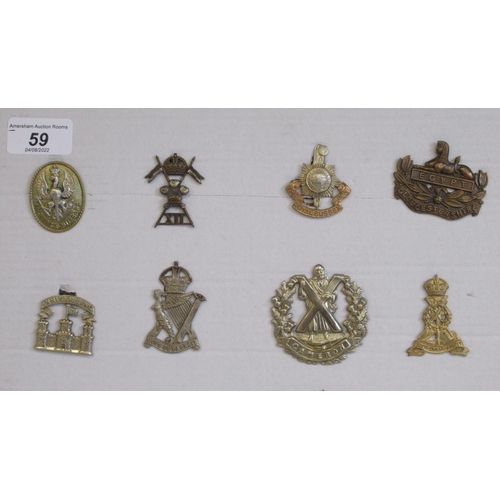 191 - Sixteen regimental cap badges and other insignia, some copies: to include the Royal Sussex; Inniskil... 