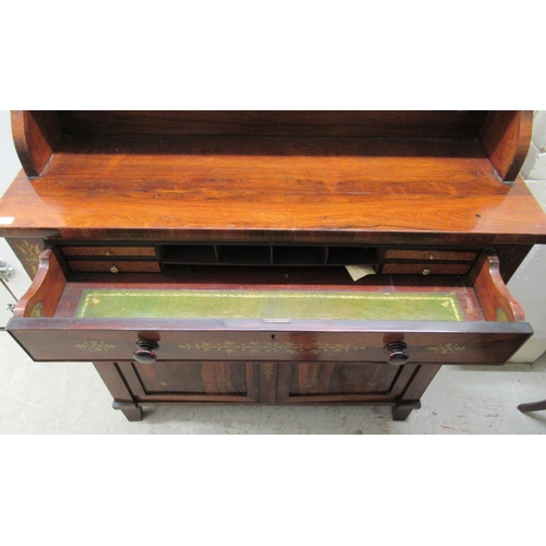 195 - A Regency rosewood chiffonier with inlaid brass ornament, the low upstand incorporating a shallow ga... 