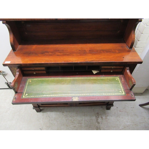 195 - A Regency rosewood chiffonier with inlaid brass ornament, the low upstand incorporating a shallow ga... 