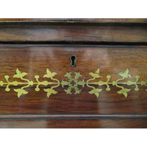 195 - A Regency rosewood chiffonier with inlaid brass ornament, the low upstand incorporating a shallow ga... 