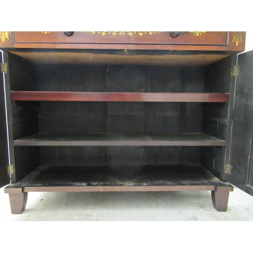 195 - A Regency rosewood chiffonier with inlaid brass ornament, the low upstand incorporating a shallow ga... 