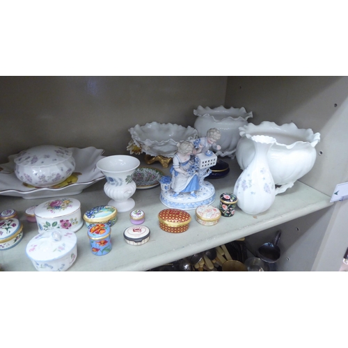 217 - Decorative ceramics, enamel boxes and ornaments: to include an Augustus Rex porcelain group  6