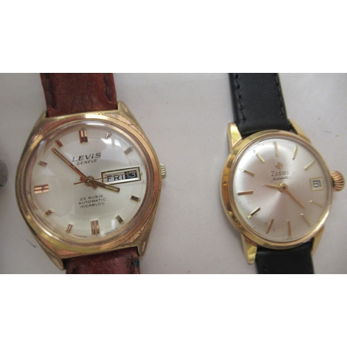 237 - Wristwatches: to include a 1970s Zodiac gold plated automatic, faced by a baton dial