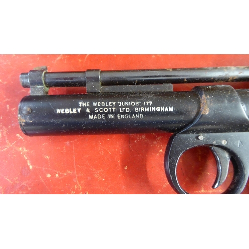 240 - A Webley Junior 1.77 calibre air pistol  boxed; and a Webley Ranger .22 calibre air pistol