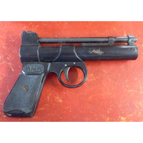 240 - A Webley Junior 1.77 calibre air pistol  boxed; and a Webley Ranger .22 calibre air pistol