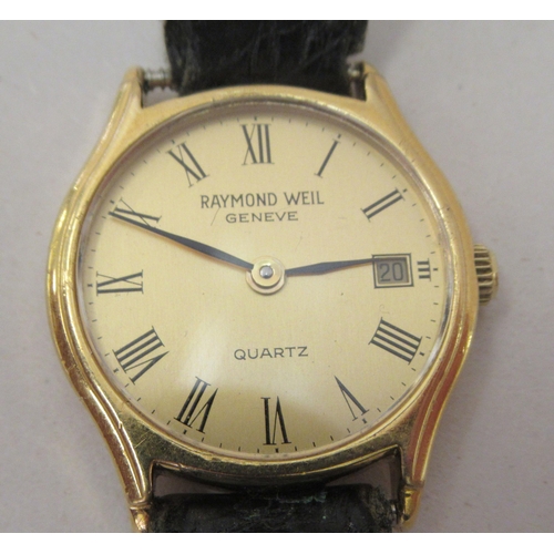 246 - A lady's Raymond Weil 18ct gold plated quartz wristwatch, faced by a Roman dial