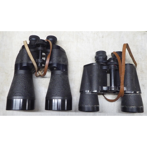 253 - Five pairs of binoculars: to include an American 10x60 example, in an early 20thC metal box  11... 