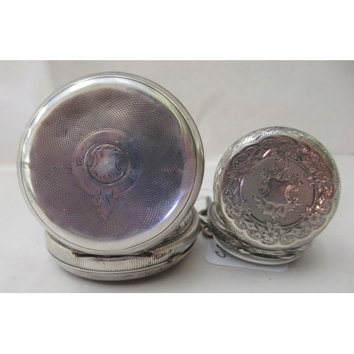 256 - Two silver pocket watches: to include an example by Jones & Co, faced by an enamelled Roman dial... 