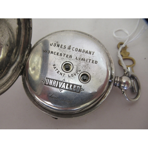 256 - Two silver pocket watches: to include an example by Jones & Co, faced by an enamelled Roman dial... 