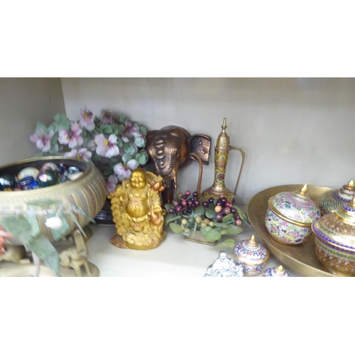 265 - Modern Asian themed collectables: to include two Chinese glass floral displays  11