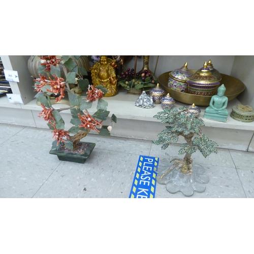 265 - Modern Asian themed collectables: to include two Chinese glass floral displays  11