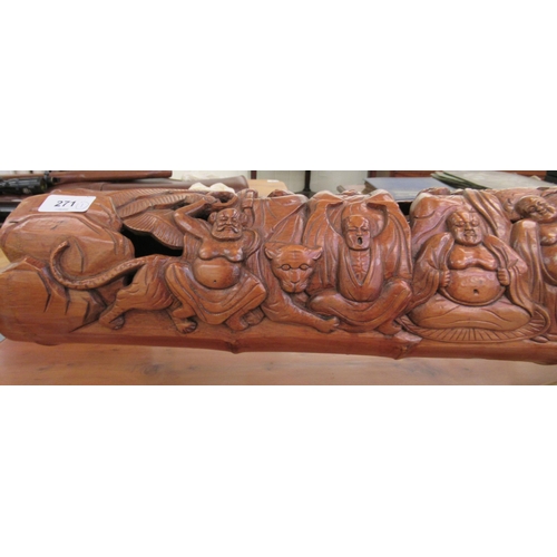 271 - A modern Asian carved fruitwood table centrepiece, fashioned as an allegorical scene  10