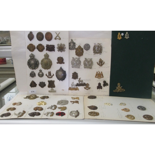 274 - Uncollated military cap badges, some restrikes: to include Queen Mary's Army Academy Core   (Please ... 