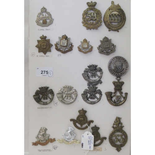 275 - Uncollated military cap badges, some copies: to include Duke of Cornwall Light Infantry (Please Note... 