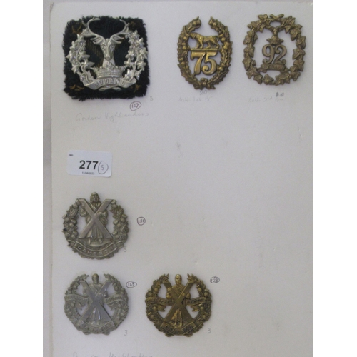 277 - Uncollated military cap badges, some copies: to include Cameron Highlanders (Please Note: this ... 