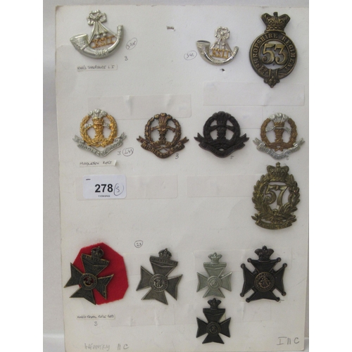 278 - Uncollated military cap badges, some copies: to include Middlesex regiment   (Please Note: this lot ... 