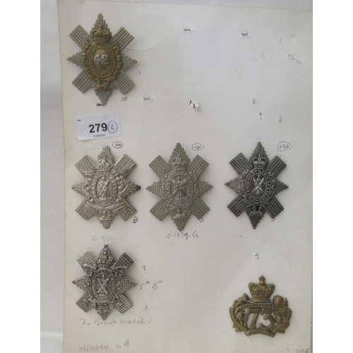 279 - Uncollated military cap badges, some copies: to include Highland Cyclist Battalion  (Please Note: th... 