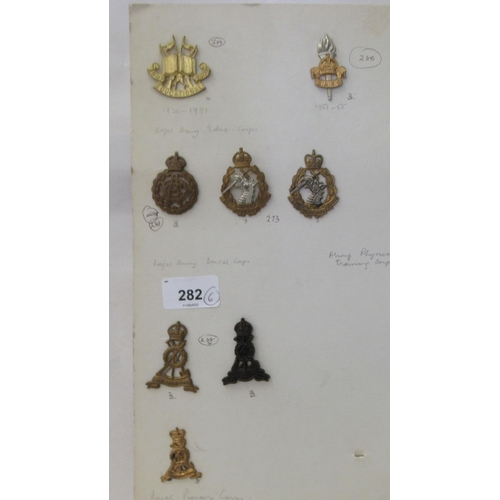 282 - Uncollated military cap badges, some copies: to include Lincolnshire and Norfolk regiments   (Please... 