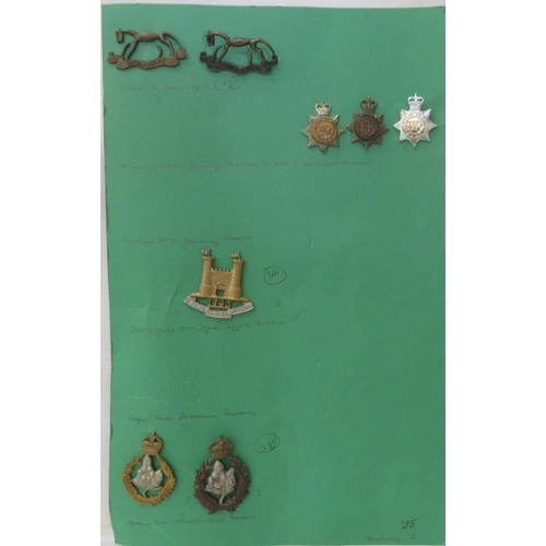 282 - Uncollated military cap badges, some copies: to include Lincolnshire and Norfolk regiments   (Please... 