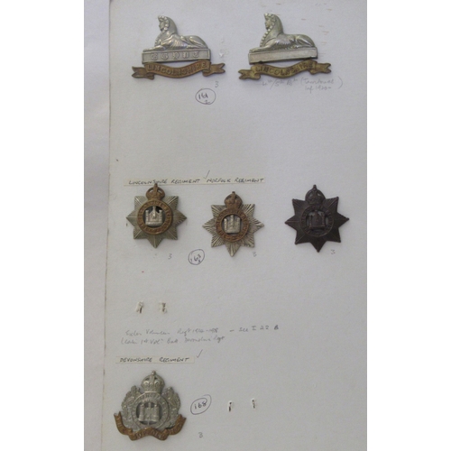 282 - Uncollated military cap badges, some copies: to include Lincolnshire and Norfolk regiments   (Please... 