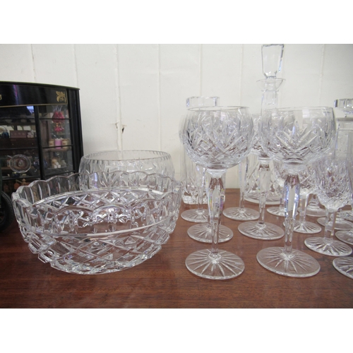 291 - Waterford, Galway and other crystal pedestal drinking glasses, decanter and tableware