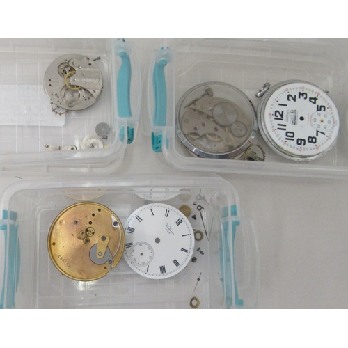 305 - Waltham pocket watch movements, dials and spares 