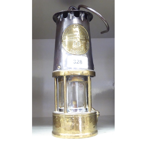 328 - A 19thC Protector Lamp & Lighting Co Ltd Type Sl brass and silvered steel miners lamp  stamped 6... 