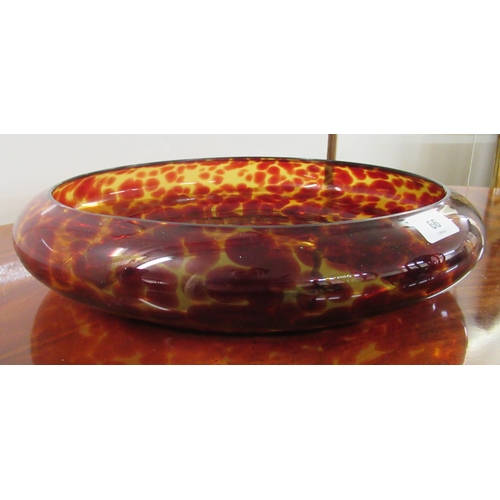 66 - A modern red and yellow mottled glass bowl of shallow form  16