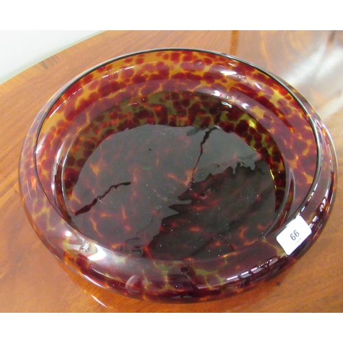 66 - A modern red and yellow mottled glass bowl of shallow form  16