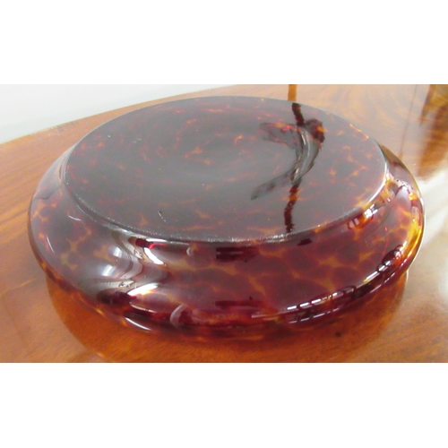 66 - A modern red and yellow mottled glass bowl of shallow form  16