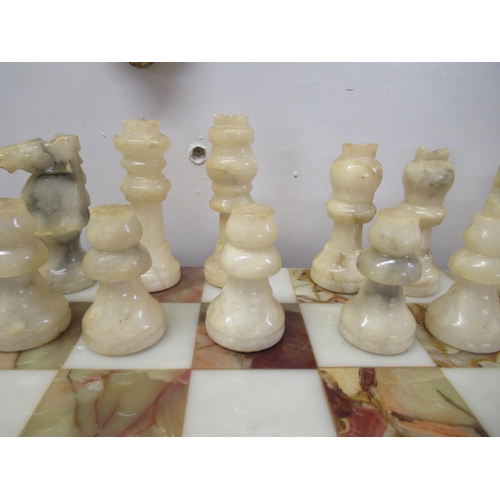 71 - A modern alabaster chess set and board 