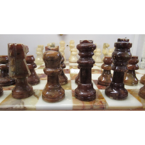 71 - A modern alabaster chess set and board 