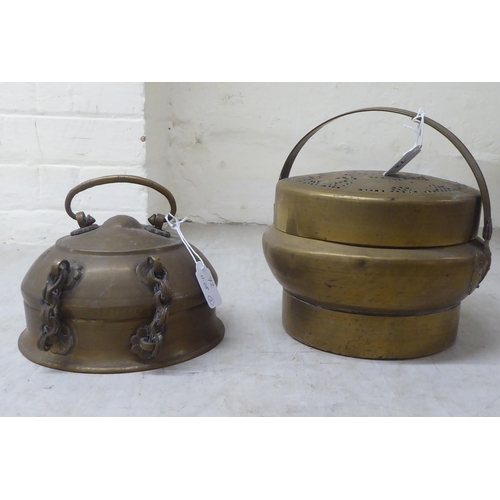 72 - Two Chinese cast metal food containers 