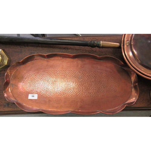 95 - Metalware: to include an Art Nouveau copper tray, decorated with whiplash curves  24