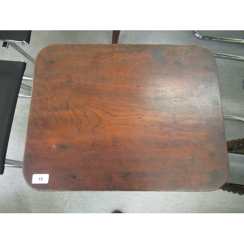 15 - A late 19thC mahogany pedestal table, on a turned column and tripod base  29