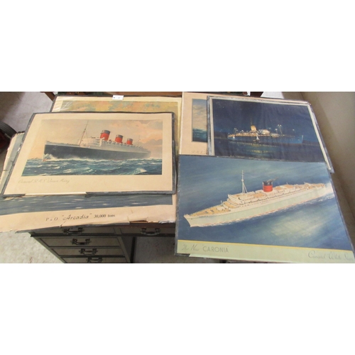 23 - Six similar Cunard, P&O and other cruise line ships  coloured prints: to include 'RMS Mauritania... 